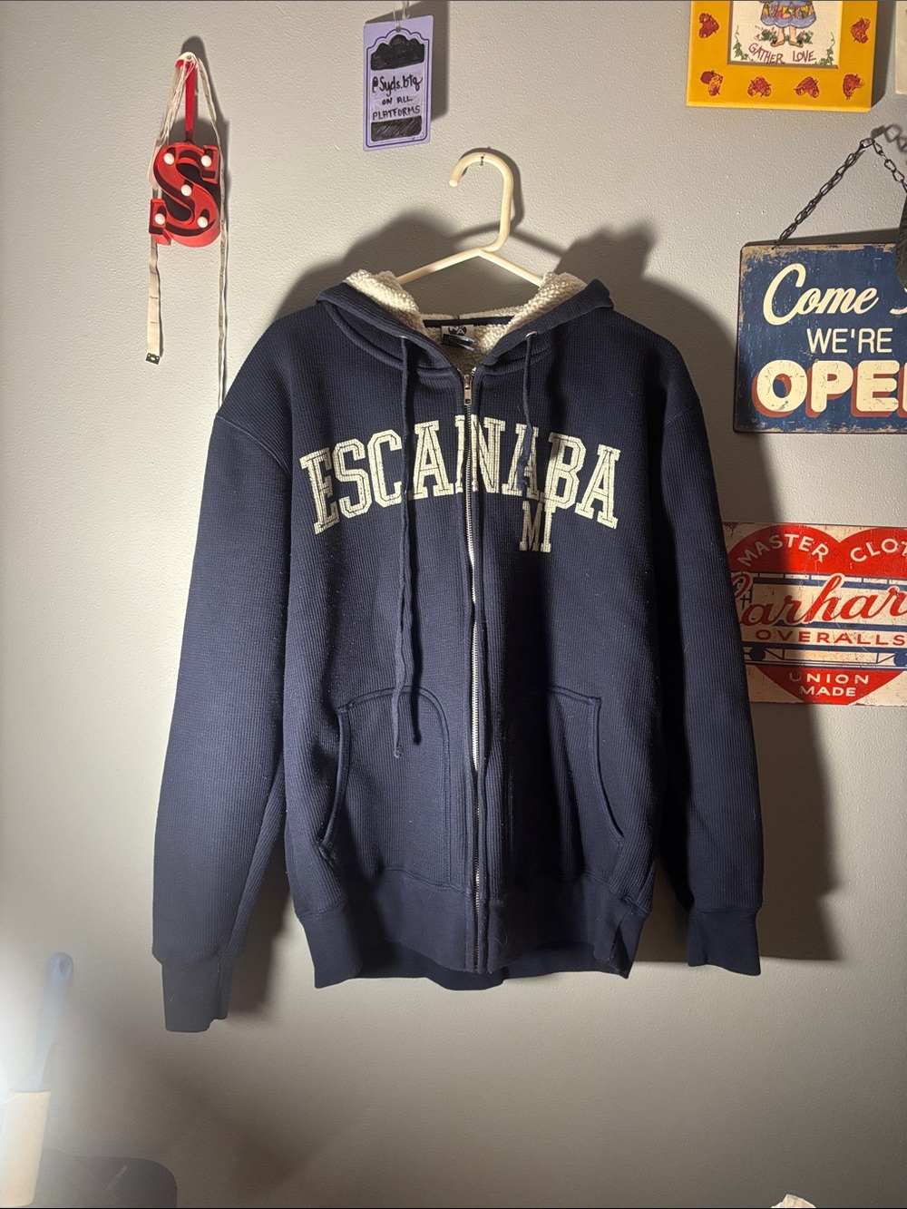 escanaba MI zip up Fleece Hoodie
